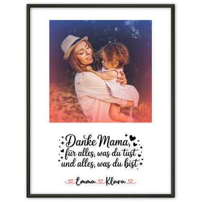 Poster Für Mama - Danke Mama für alles Mit Foto & Namen, Hintergrundbild & eigener Spruch
