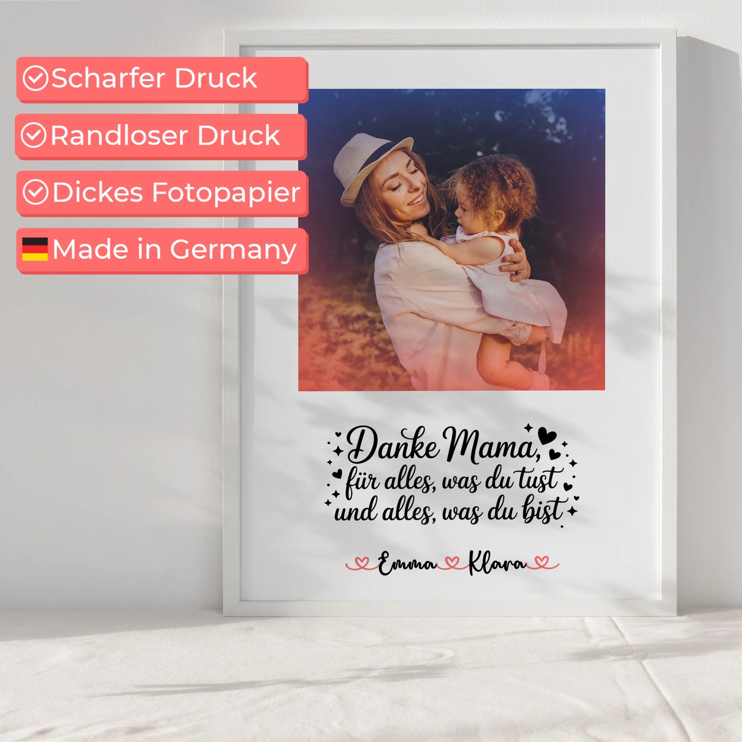 Poster Für Mama - Danke Mama für alles Mit Foto & Namen, Hintergrundbild & eigener Spruch