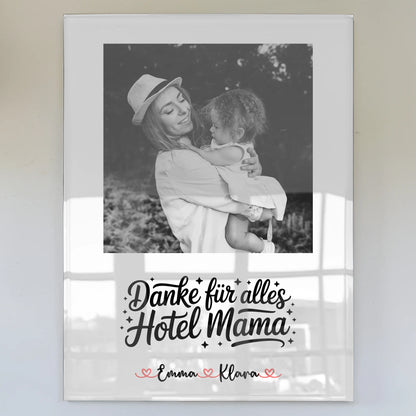 Mama Plakat Acrylglas Bild Personalisierbar 4 Foto & Namen Black White Hotel Mama