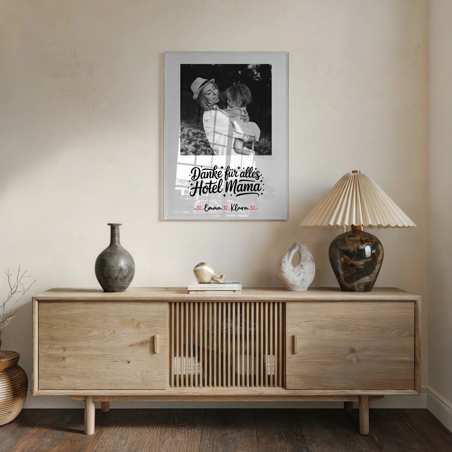 Mama Plakat Acrylglas Bild Personalisierbar 4 Foto & Namen Black White Hotel Mama
