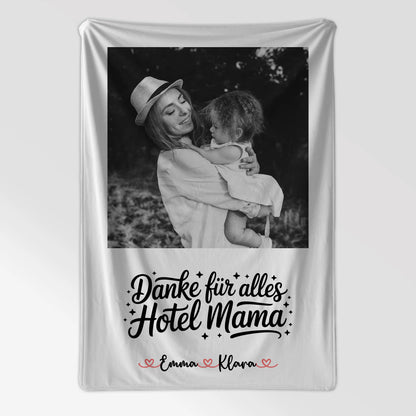 Mama Decke Danke für alles Hotel Mama 4 Foto & Namen Black & White personalisierbar
