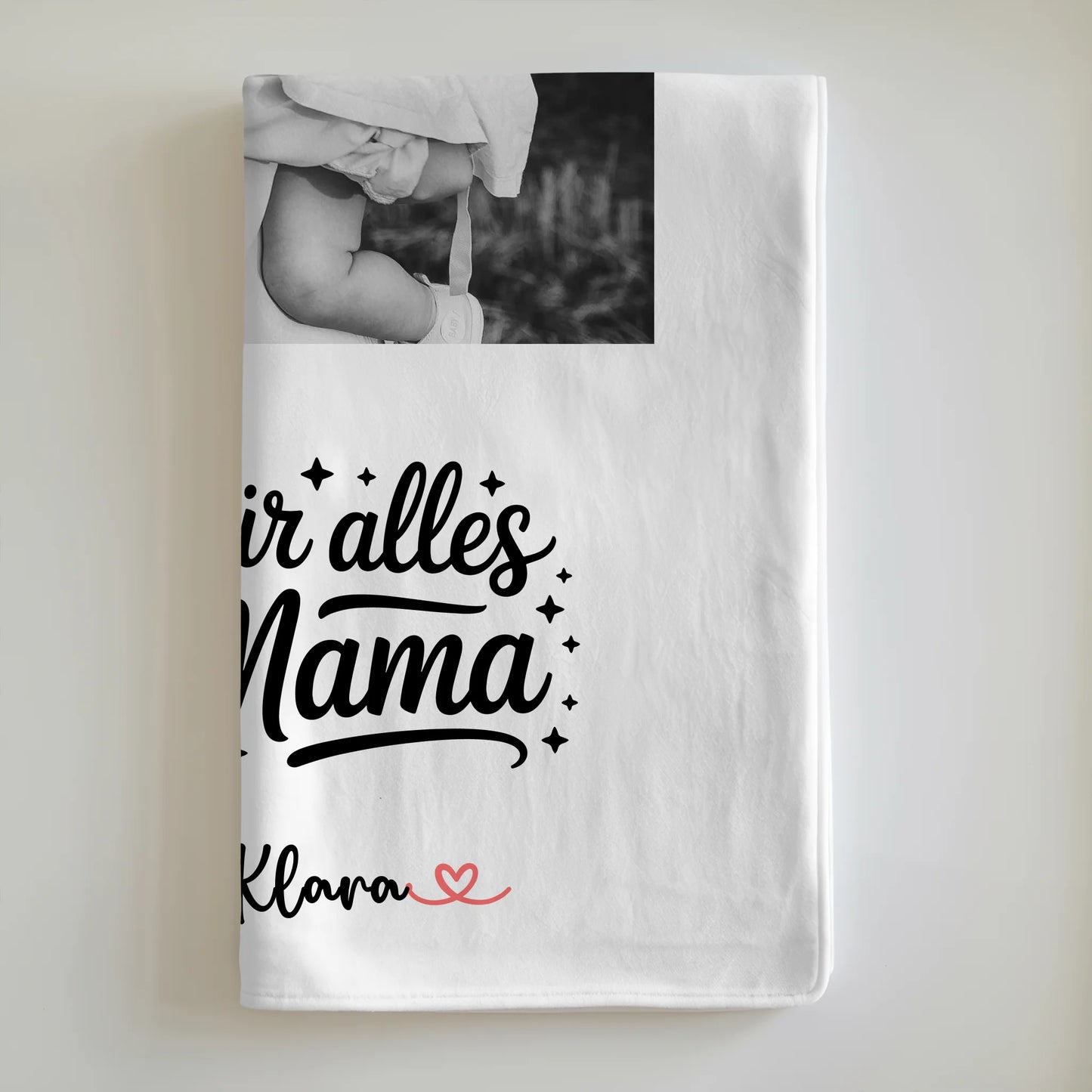 Mama Decke Danke für alles Hotel Mama 4 Foto & Namen Black & White personalisierbar