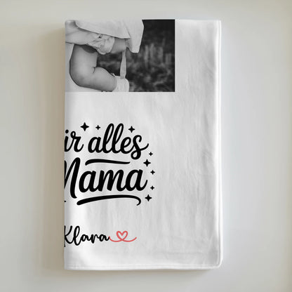 Mama Decke Danke für alles Hotel Mama 4 Foto & Namen Black & White personalisierbar