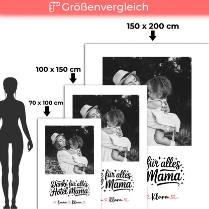 Mama Decke Danke für alles Hotel Mama 4 Foto & Namen Black & White personalisierbar