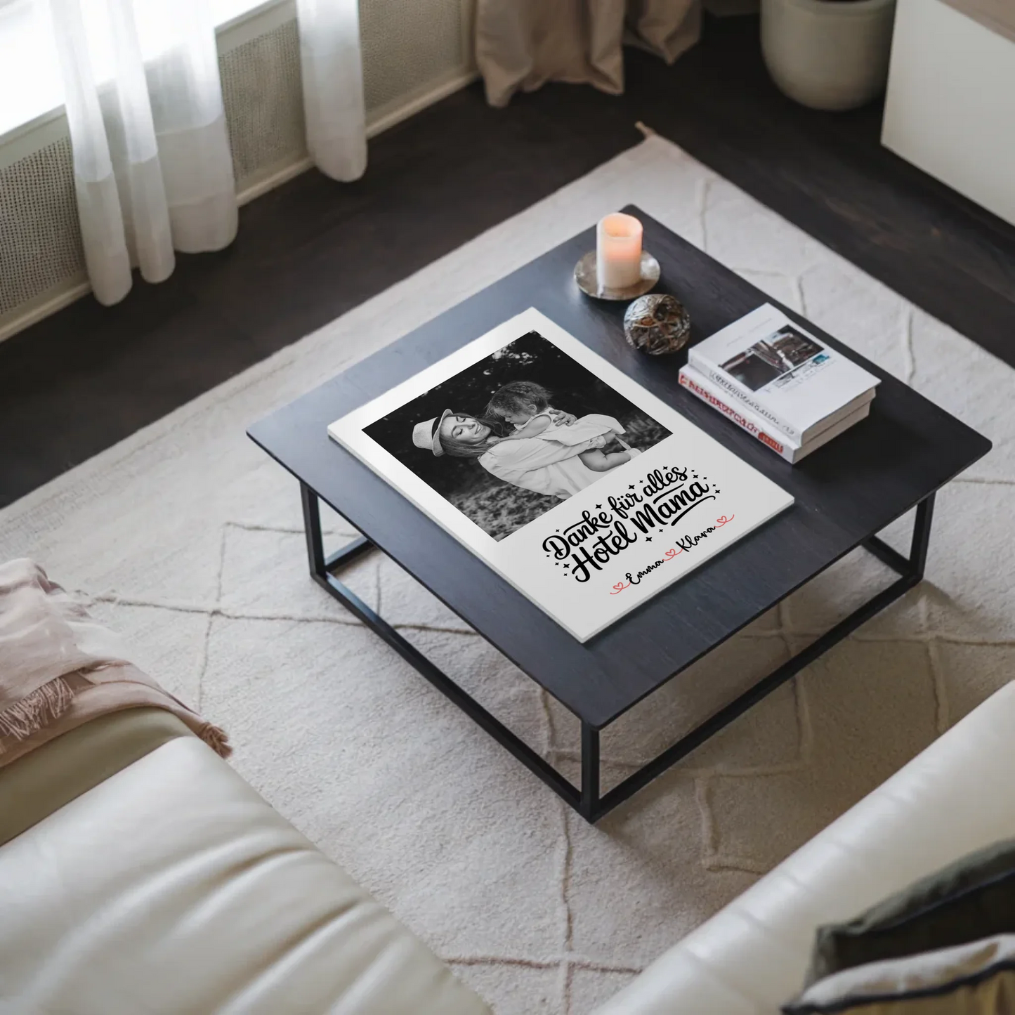 Mama Plakat Fotoboard personalisiert 4 Foto & Namen Black & White mit Wunschtext