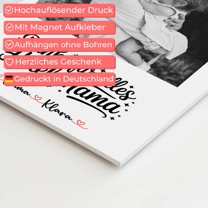 Mama Plakat Fotoboard personalisiert 4 Foto & Namen Black & White mit Wunschtext