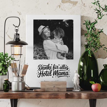 Personalisiertes Mama Plakat Leinwand 4 Foto & Namen Black & White mit Wunschtext