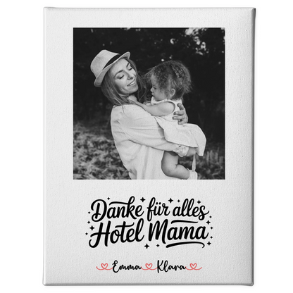 Personalisiertes Mama Plakat Leinwand 4 Foto & Namen Black & White mit Wunschtext