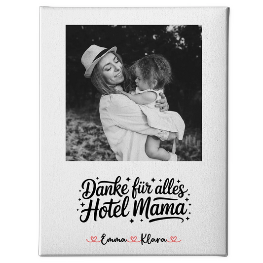 Personalisiertes Mama Plakat Leinwand 4 Foto & Namen Black & White mit Wunschtext