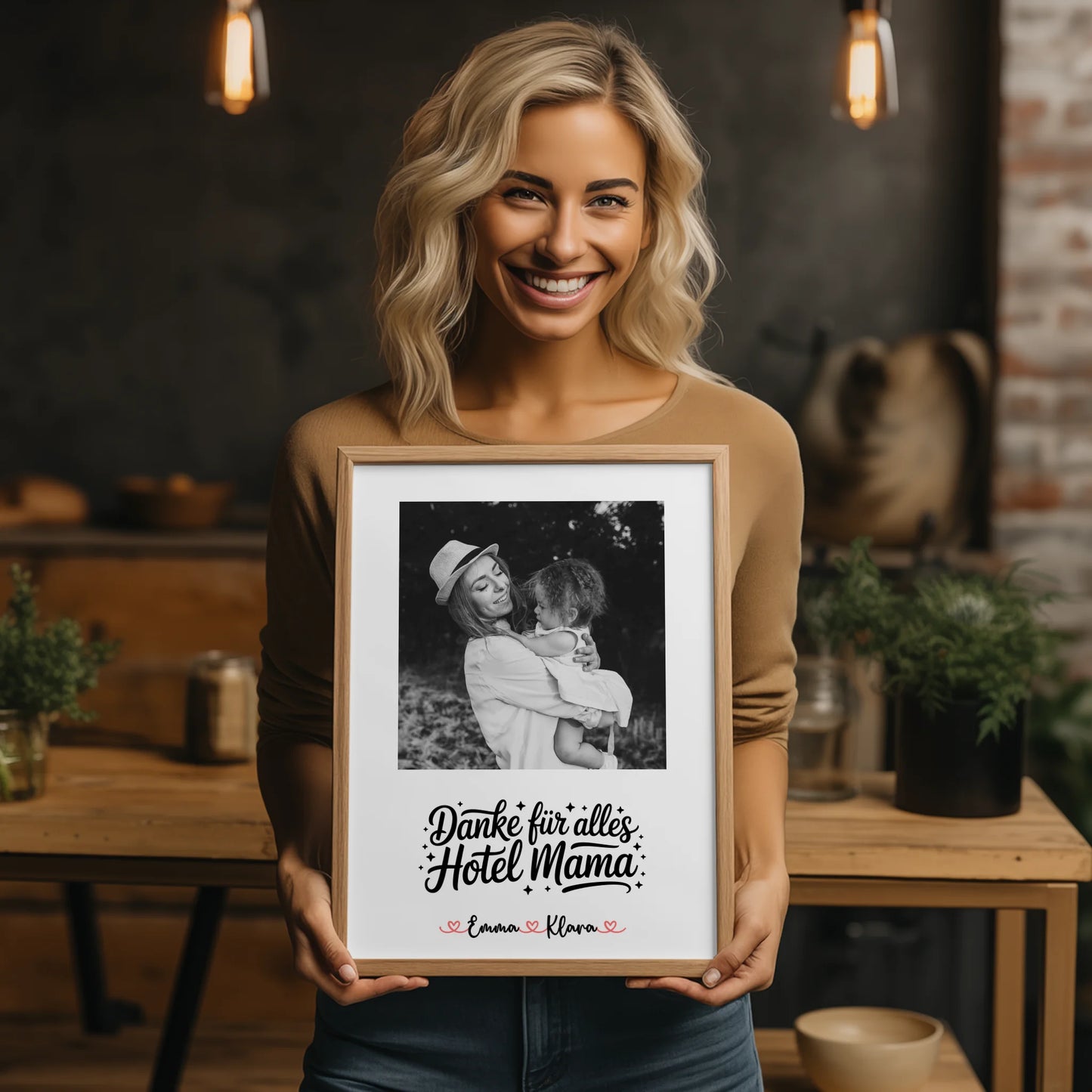 Mutter Poster personalisiert Black & White 4 Foto & Namen mit Wunschtext inkl. 1 Foto