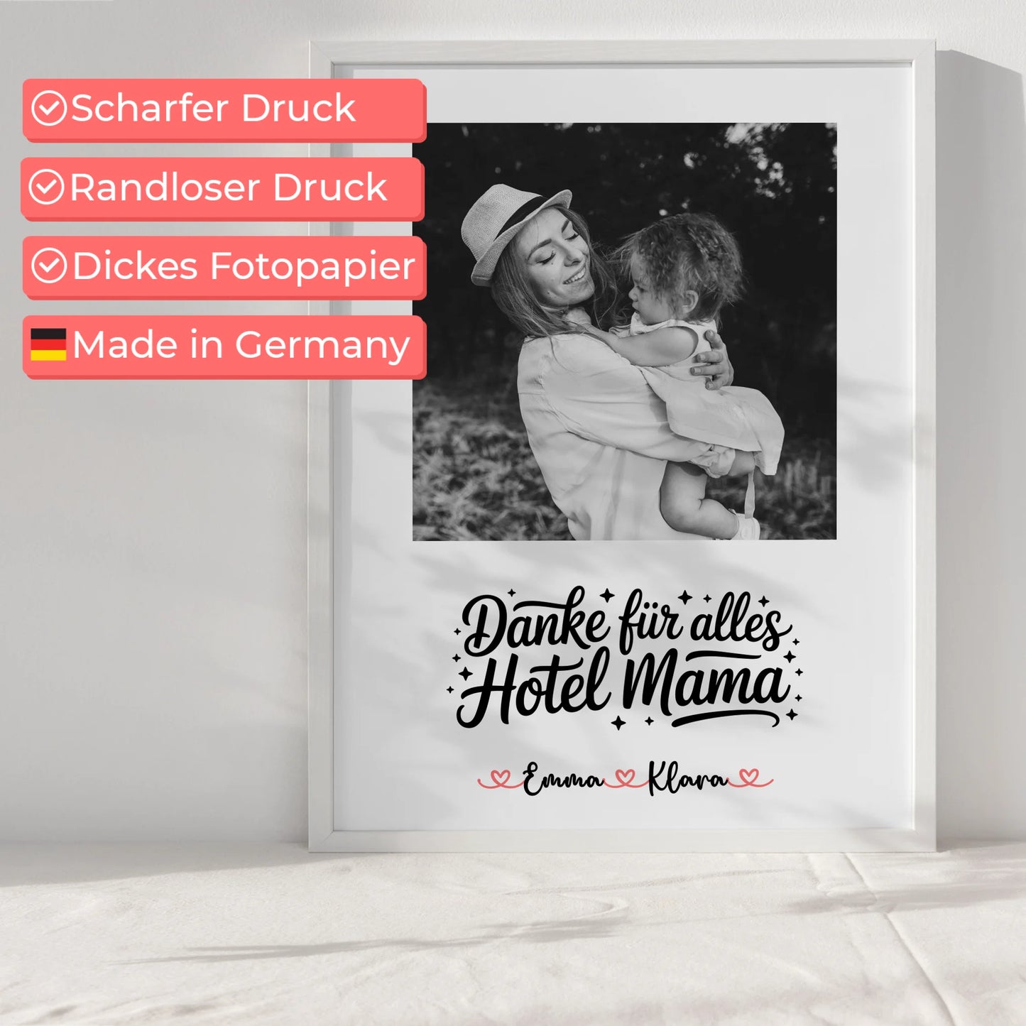 Mutter Poster personalisiert Black & White 4 Foto & Namen mit Wunschtext inkl. 1 Foto