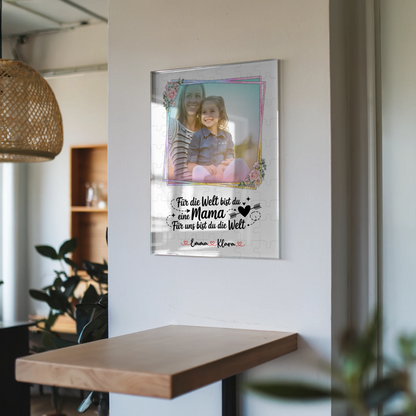 Mama Plakat Acrylglas Bild mit 1 Foto, Namen & Wunschtext - Für mich Mama