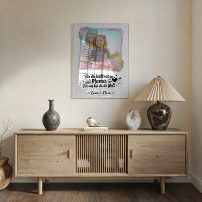 Mama Plakat Acrylglas Bild mit 1 Foto, Namen & Wunschtext - Für mich Mama