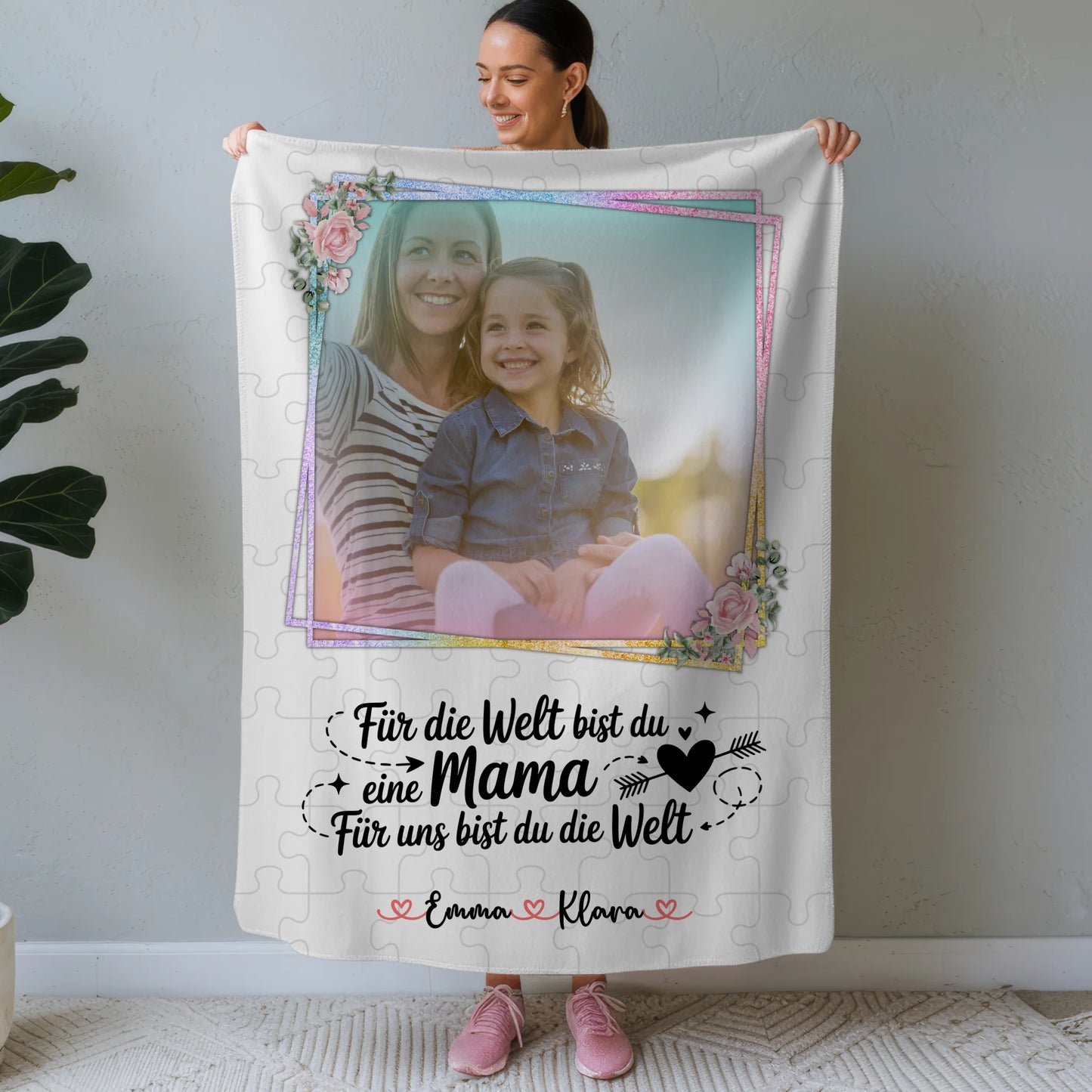 Mama Decke mit Foto, Namen & Wunschtext - Für mich bist Du alles Mama