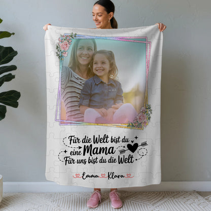 Mama Decke mit Foto, Namen & Wunschtext - Für mich bist Du alles Mama