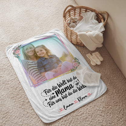Mama Decke mit Foto, Namen & Wunschtext - Für mich bist Du alles Mama