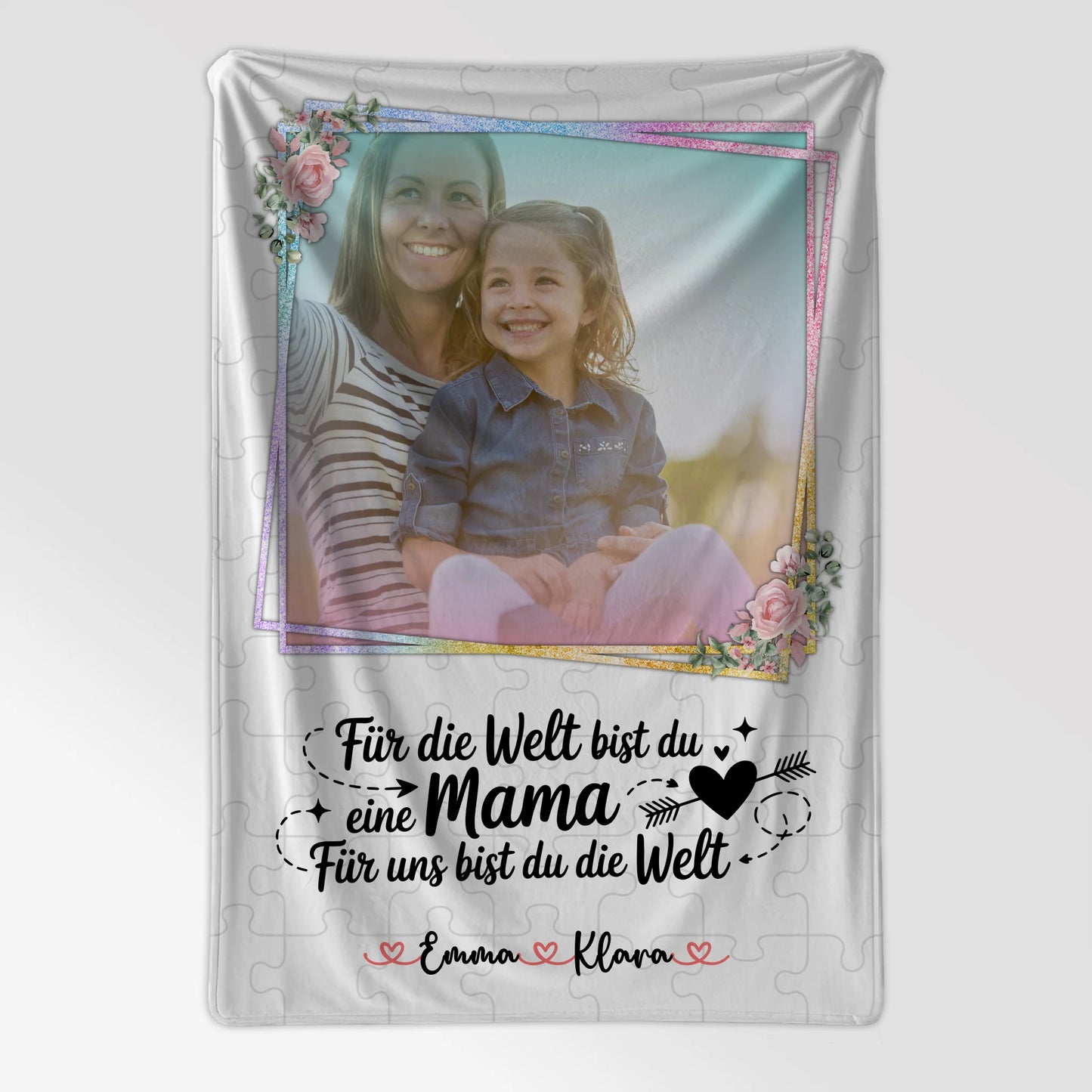 Mama Decke mit Foto, Namen & Wunschtext - Für mich bist Du alles Mama