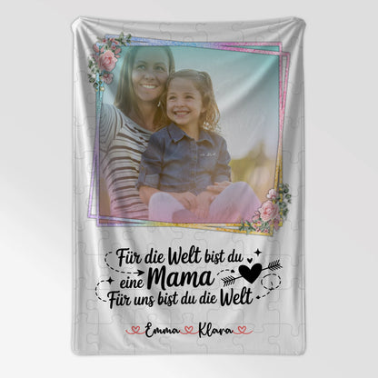 Mama Decke mit Foto, Namen & Wunschtext - Für mich bist Du alles Mama