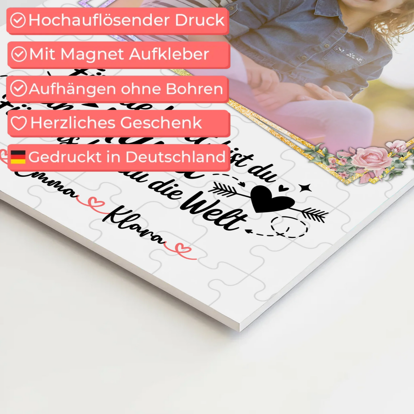 Personalisiertes Mama Plakat Fotoboard: Für mich bist Du alles, Namen & Foto