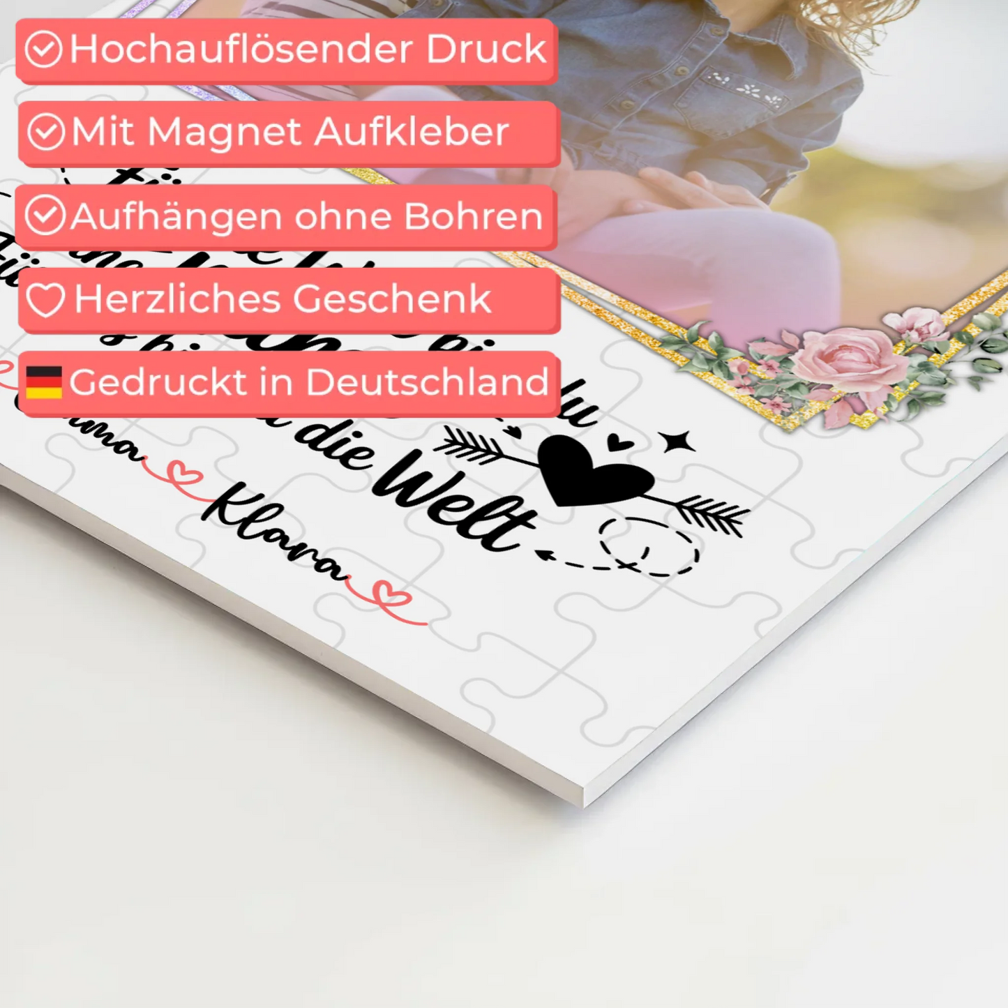 Personalisiertes Mama Plakat Fotoboard: Für mich bist Du alles, Namen & Foto