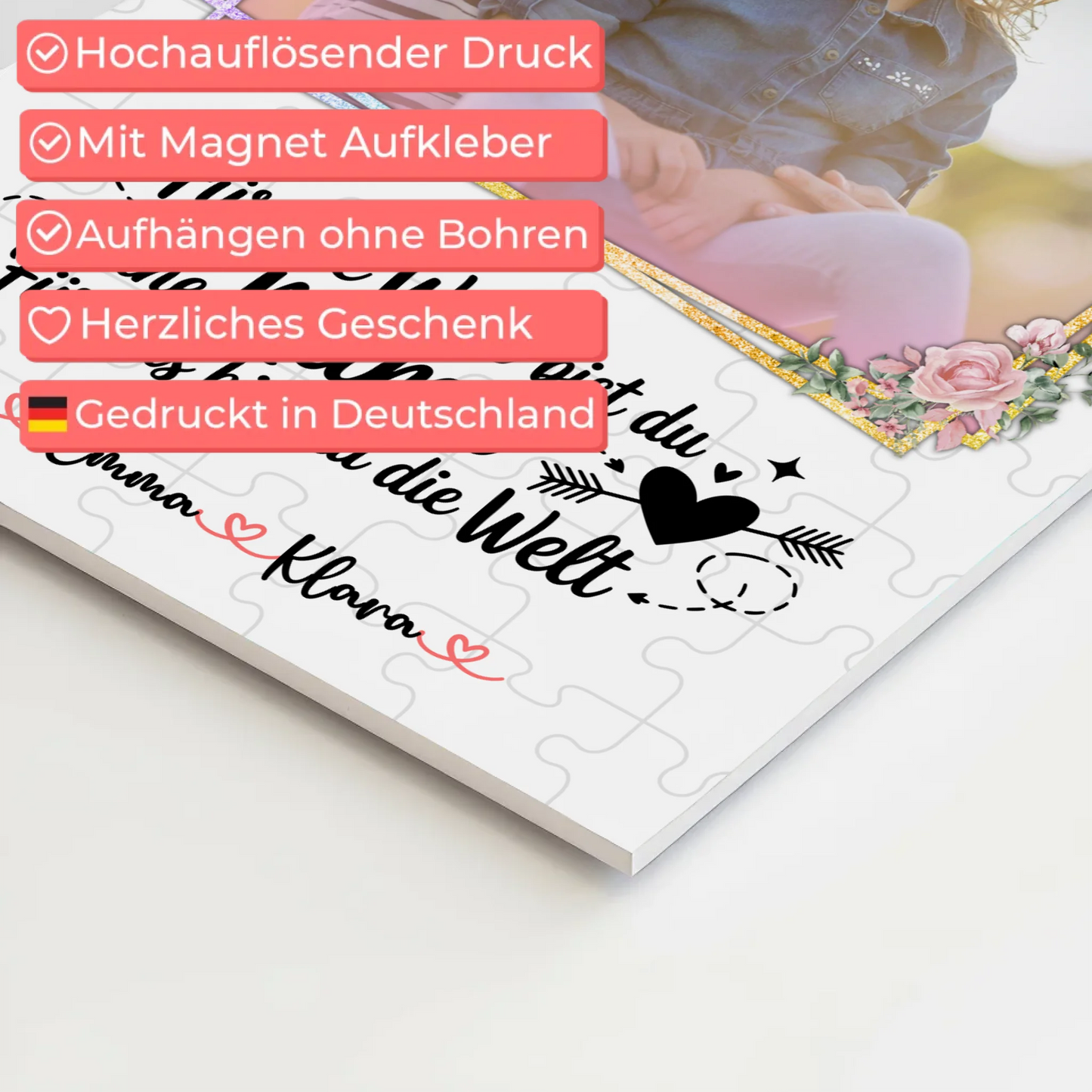 Personalisiertes Mama Plakat Fotoboard: Für mich bist Du alles, Namen & Foto