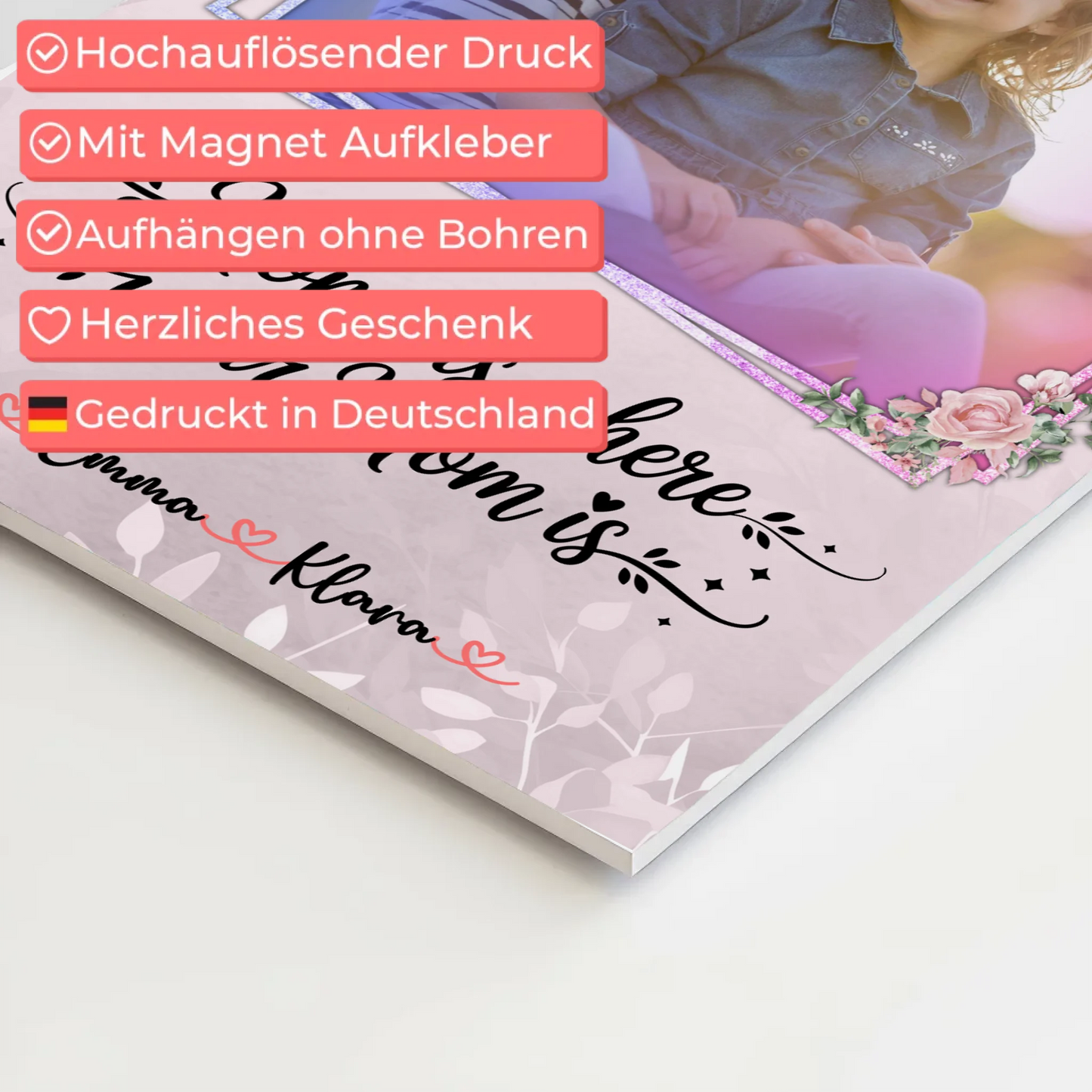 Mama Plakat Fotoboard mit 1 Foto, Namen & Wunschtext