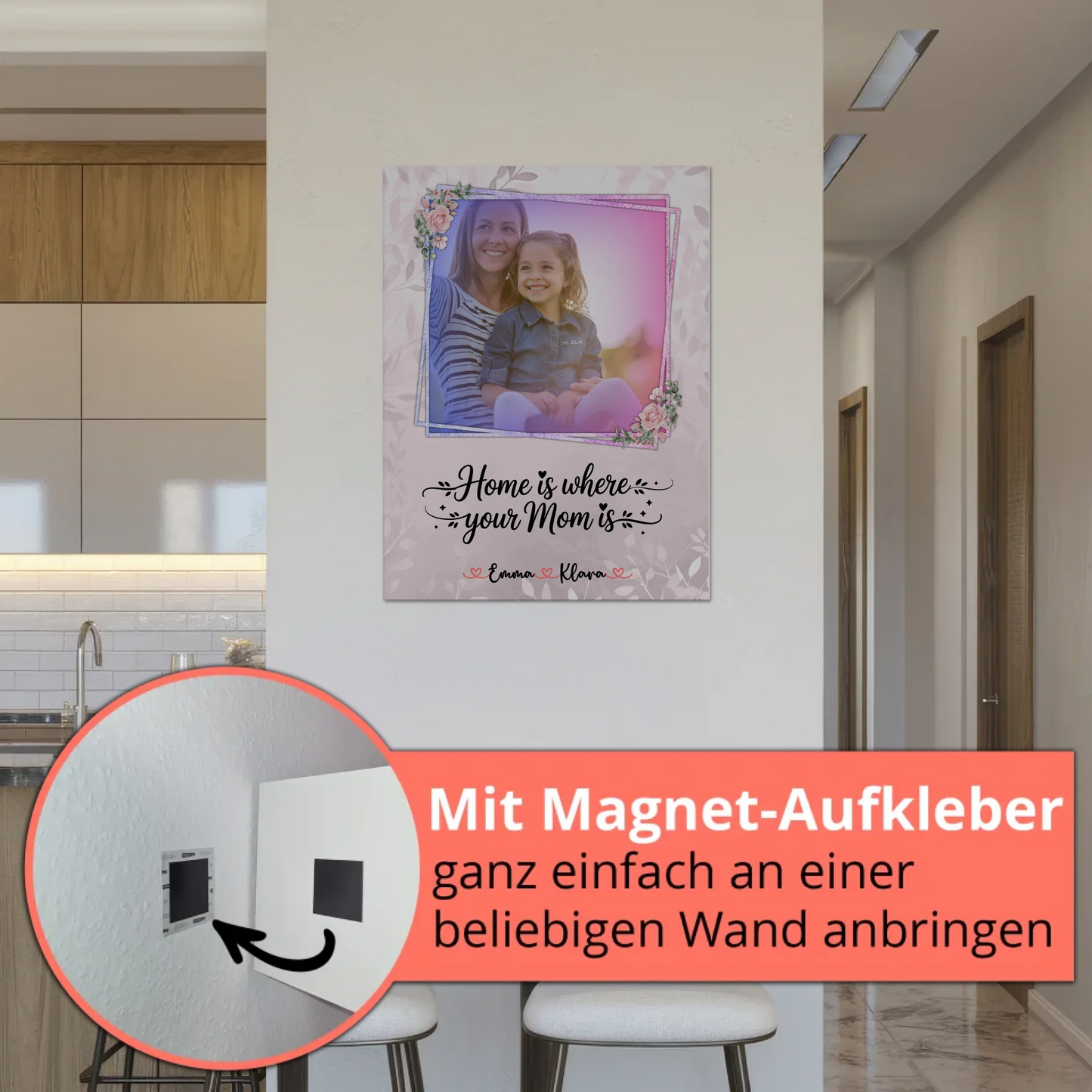 Mama Plakat Fotoboard mit 1 Foto, Namen & Wunschtext
