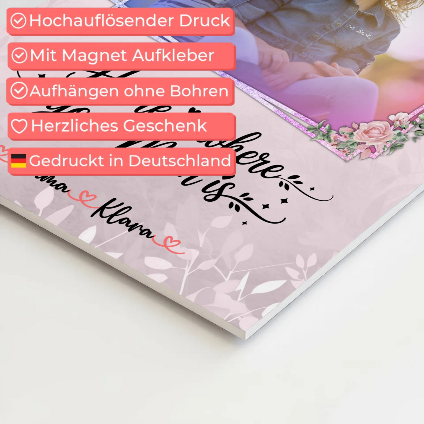 Mama Plakat Fotoboard mit 1 Foto, Namen & Wunschtext