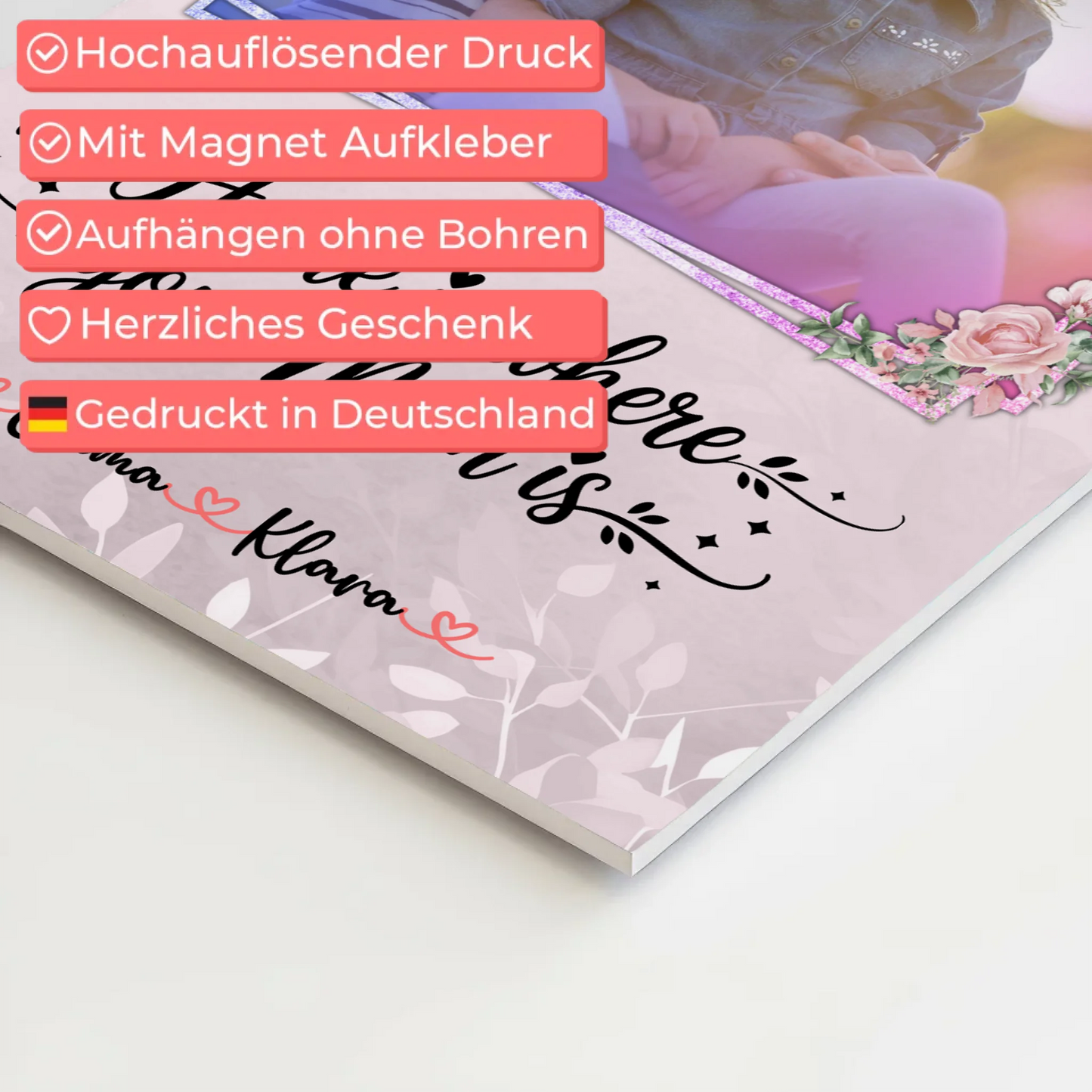 Mama Plakat Fotoboard mit 1 Foto, Namen & Wunschtext