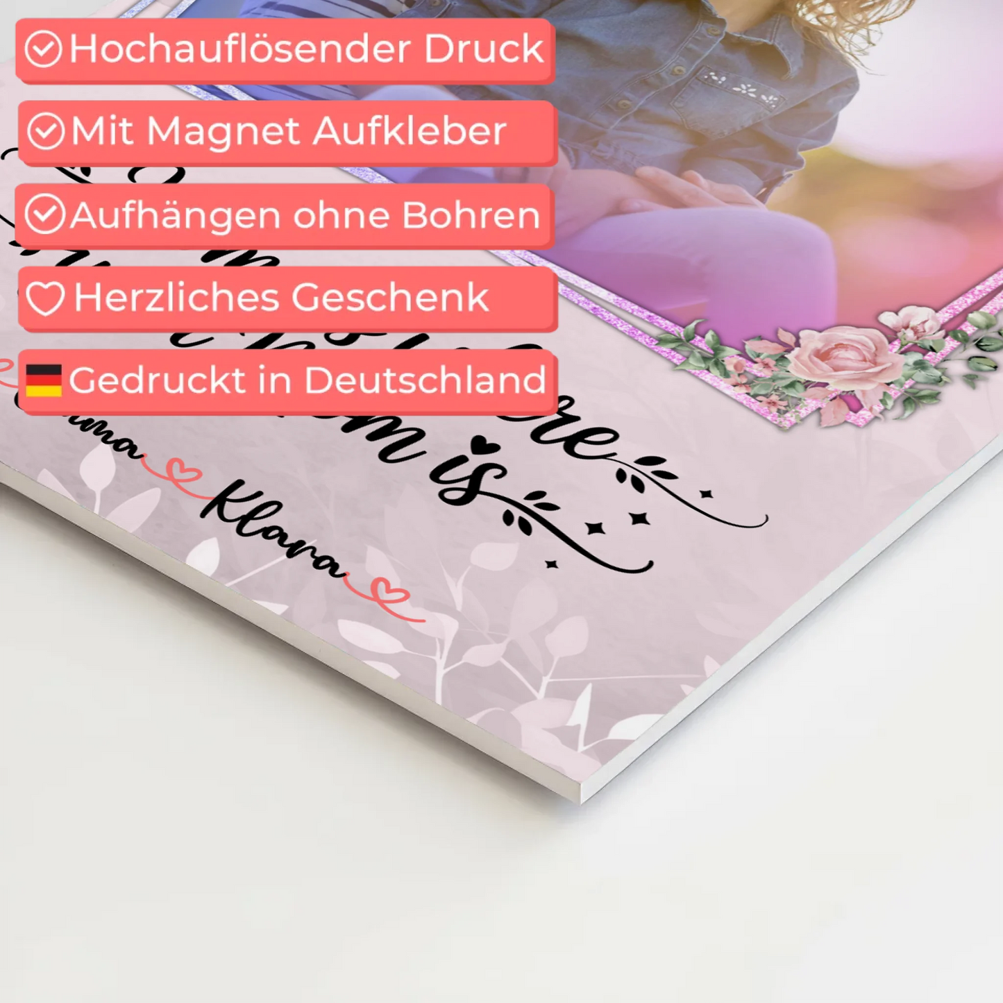 Mama Plakat Fotoboard mit 1 Foto, Namen & Wunschtext