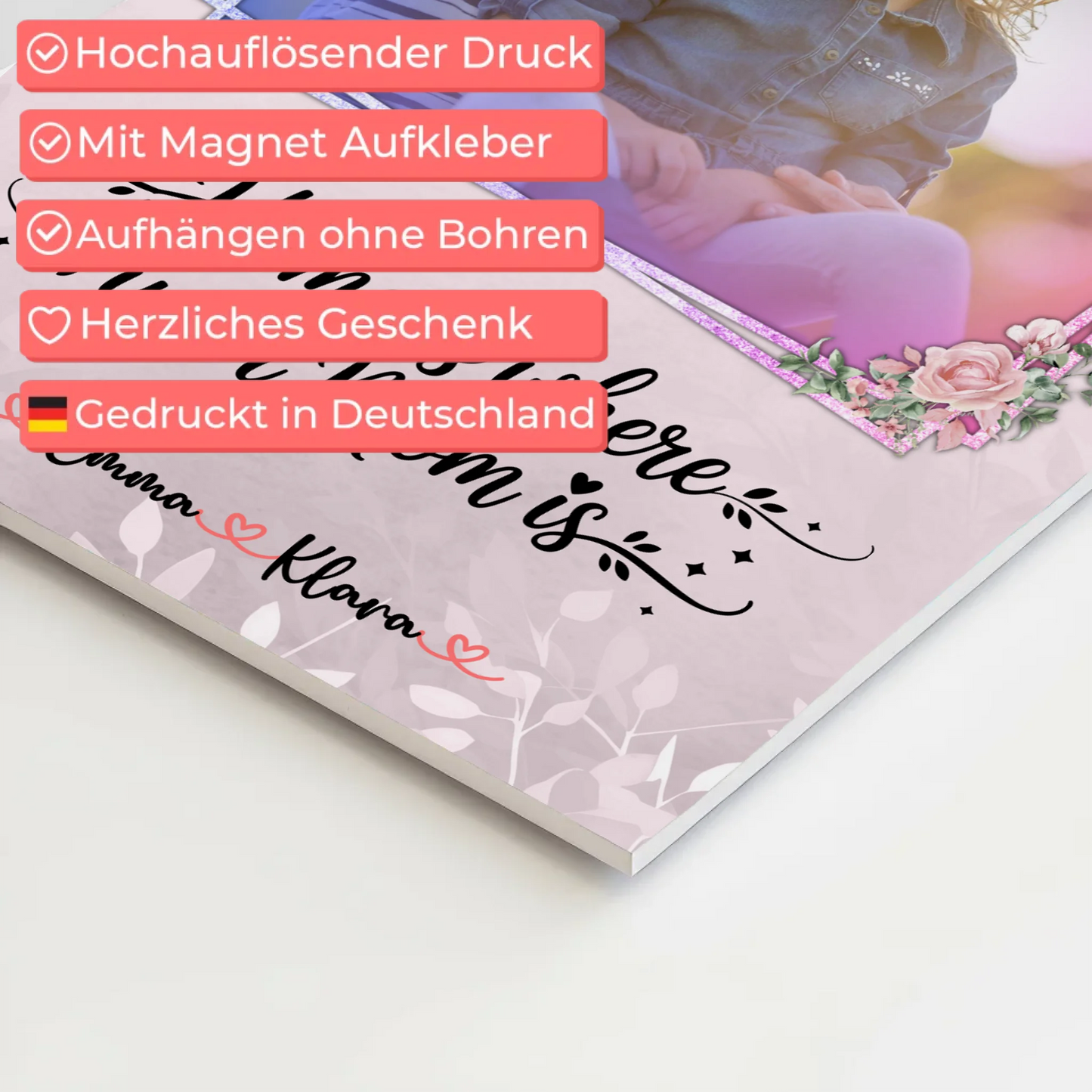 Mama Plakat Fotoboard mit 1 Foto, Namen & Wunschtext