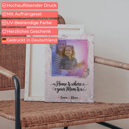 Mama Leinwand mit Foto, Hintergrund & Namen, eigener Wunschtext