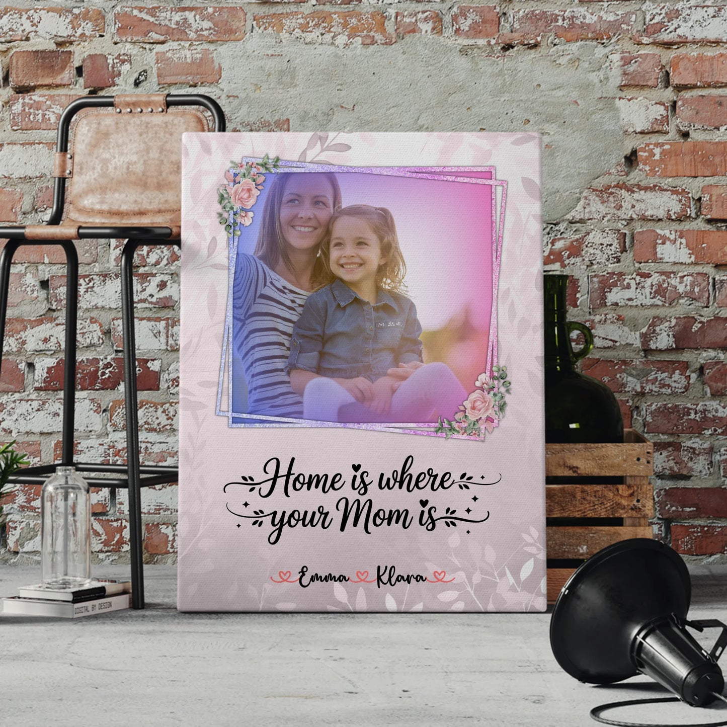 Mama Leinwand mit Foto, Hintergrund & Namen, eigener Wunschtext