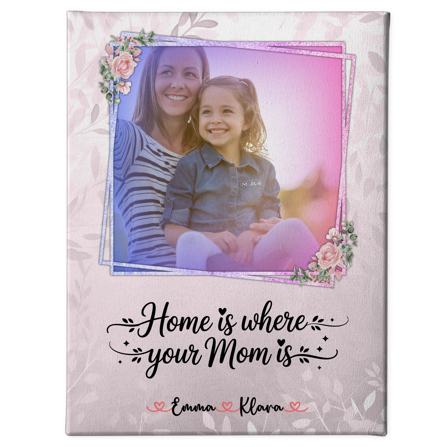 Mama Leinwand mit Foto, Hintergrund & Namen, eigener Wunschtext