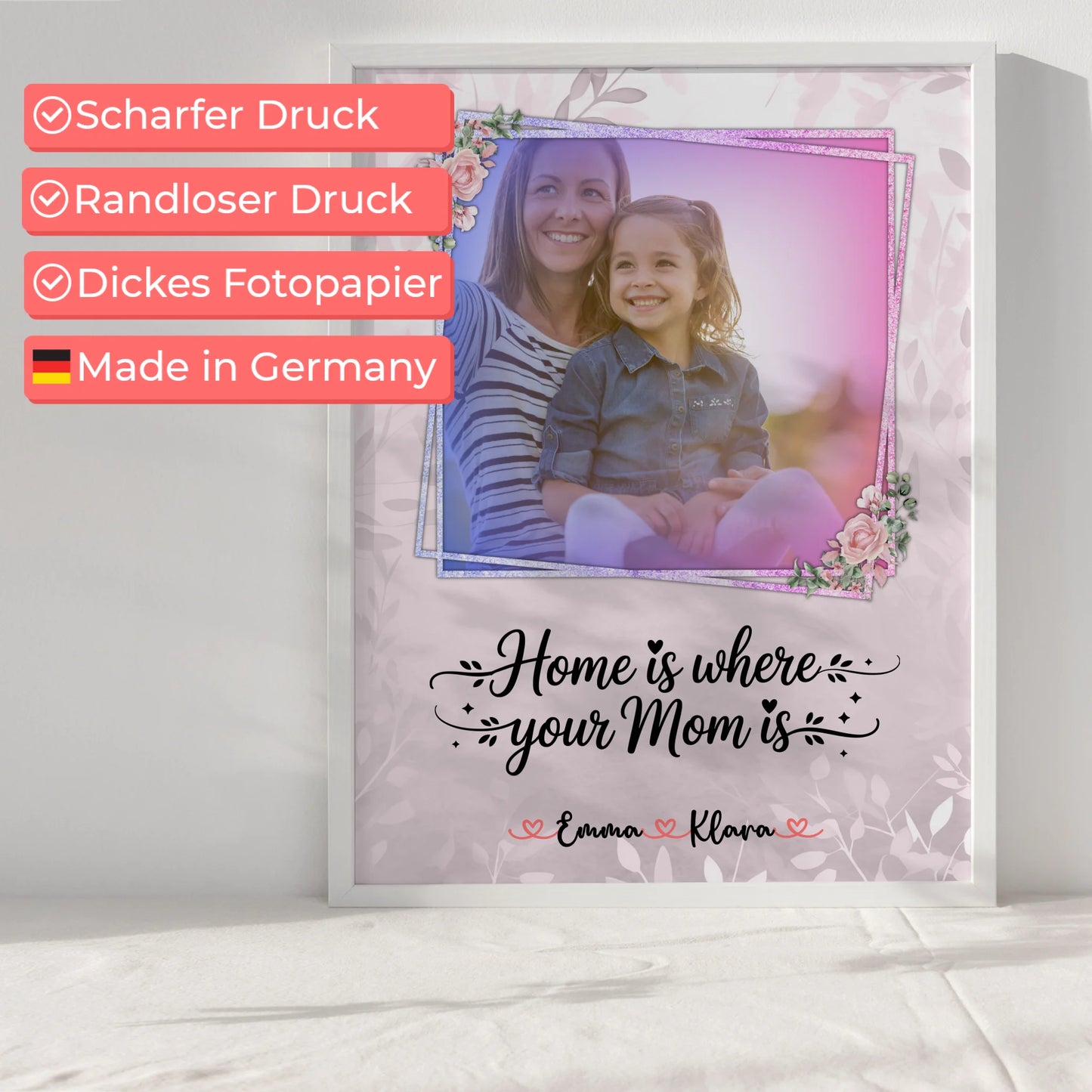Poster Für Mama personalisiert mit 1 Foto, Namen & Wunschtext
