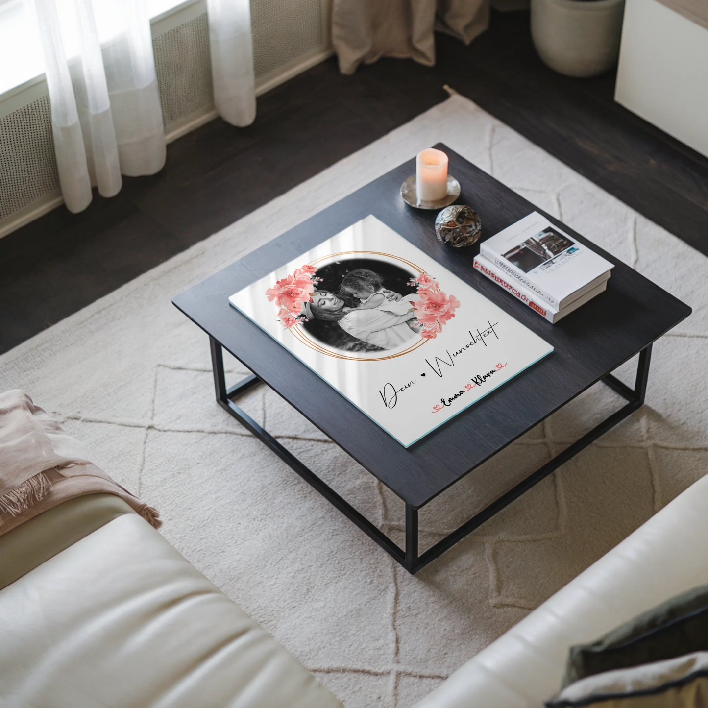 Personalisiertes Mama Plakat Acrylglas Bild mit 1 Foto, Wunschtext & Namen Black & White