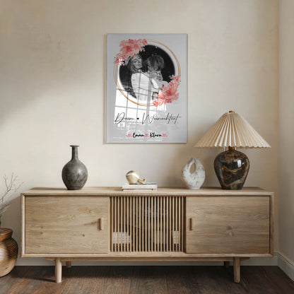 Personalisiertes Mama Plakat Acrylglas Bild mit 1 Foto, Wunschtext & Namen Black & White