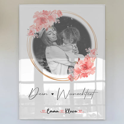 Personalisiertes Mama Plakat Acrylglas Bild mit 1 Foto, Wunschtext & Namen Black & White