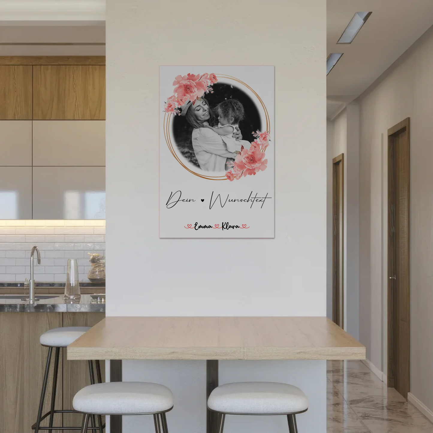 Mama Plakat Fotoboard Mit Foto, Namen & Wunschtext Black & White personalisierbar