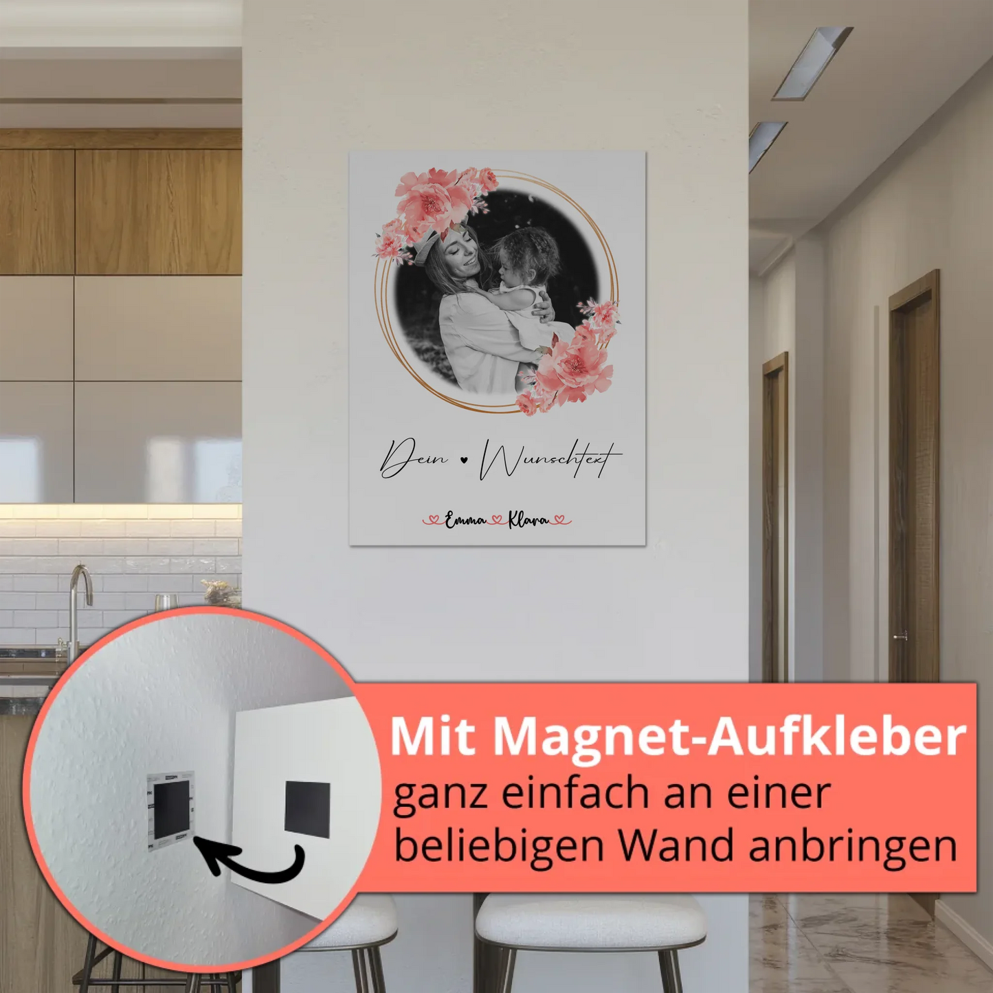 Mama Plakat Fotoboard Mit Foto, Namen & Wunschtext Black & White personalisierbar