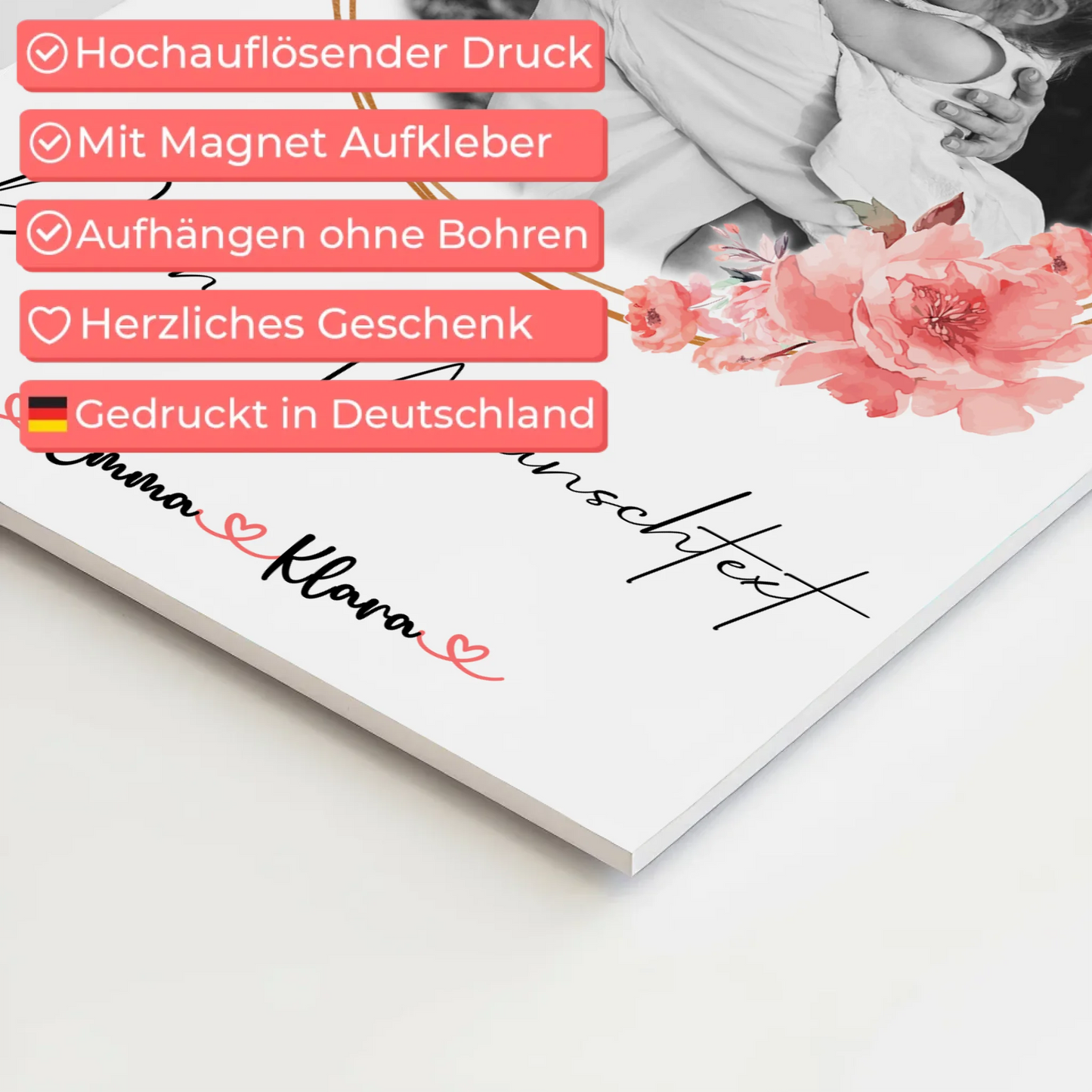 Mama Plakat Fotoboard Mit Foto, Namen & Wunschtext Black & White personalisierbar