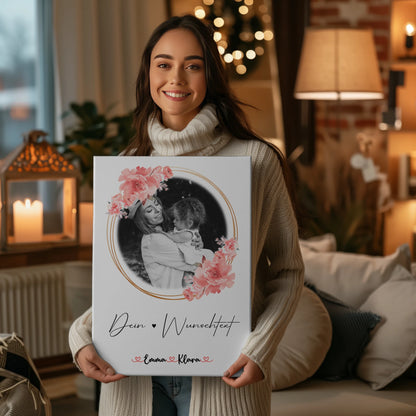 Mama Plakat Leinwand Personalisiert mit Foto, Namen & Wunschtext Black & White