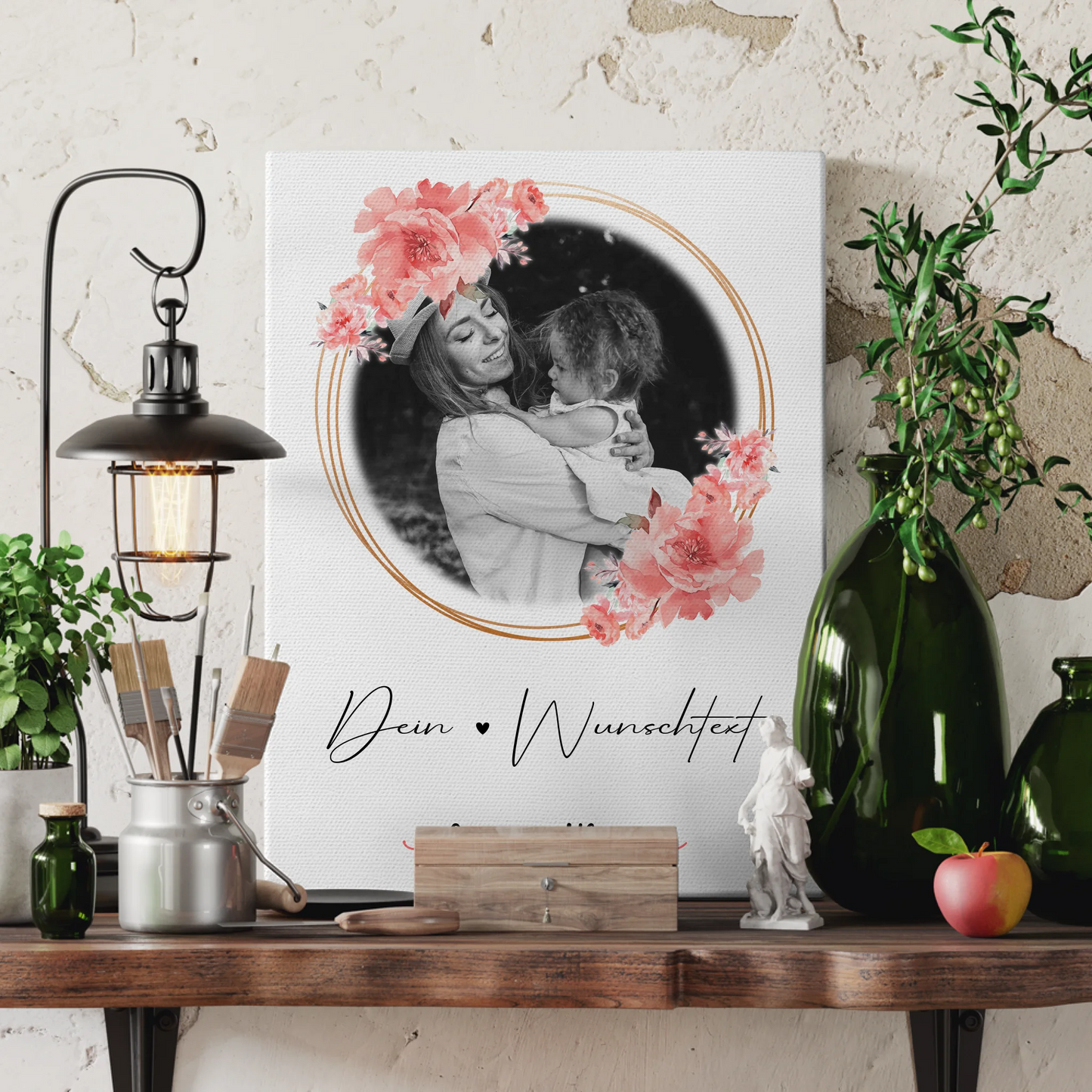 Mama Plakat Leinwand Personalisiert mit Foto, Namen & Wunschtext Black & White