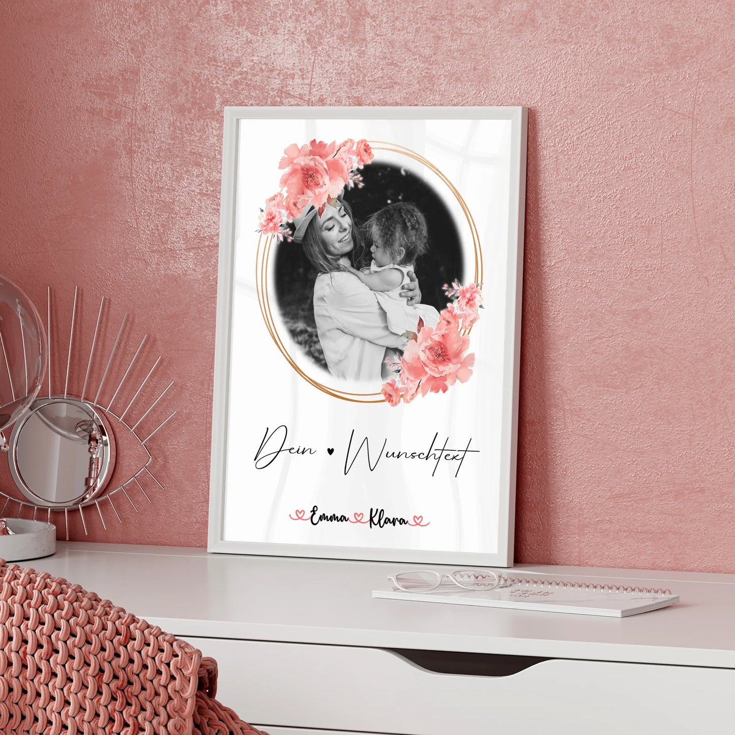 Mama Plakat Poster Personalisiert 1 Foto mit Namen & Wunschtext Black & White