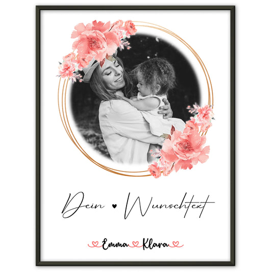 Mama Plakat Poster Personalisiert 1 Foto mit Namen & Wunschtext Black & White