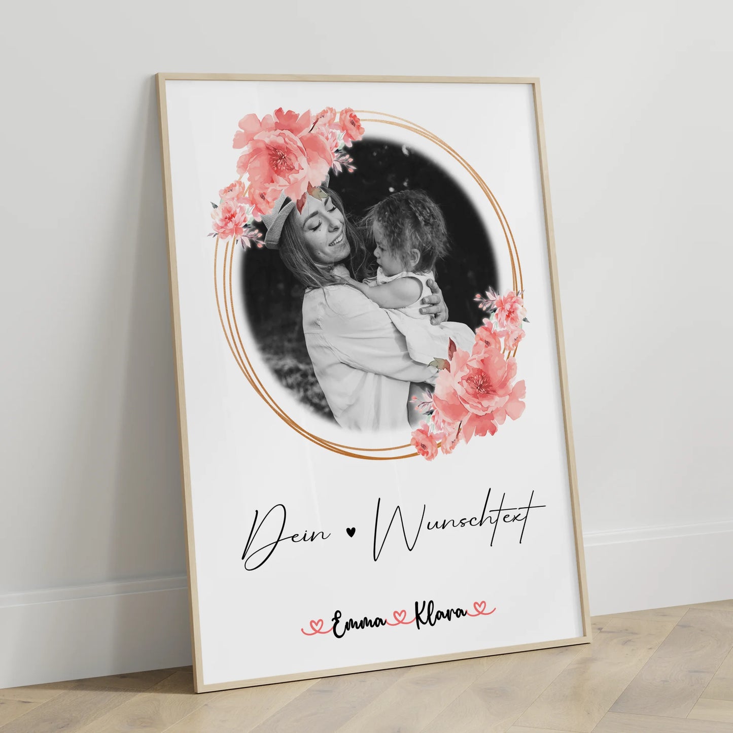 Mama Plakat Poster Personalisiert 1 Foto mit Namen & Wunschtext Black & White
