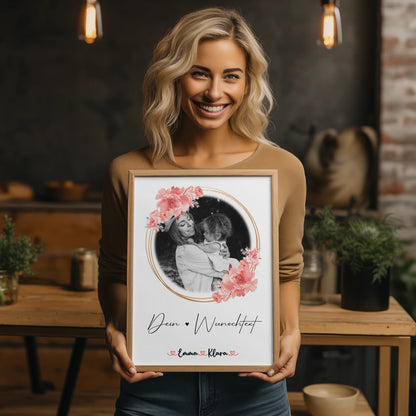 Mama Plakat Poster Personalisiert 1 Foto mit Namen & Wunschtext Black & White