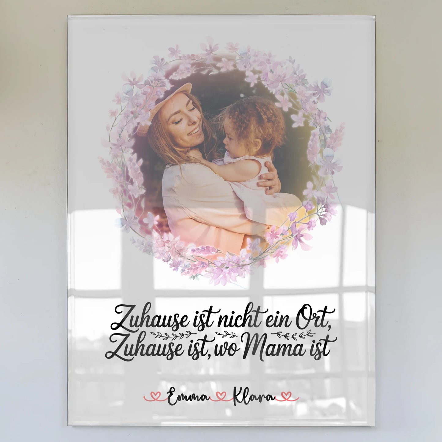 Mama Plakat Acrylglas Bild Personalisiert mit Foto, Namen & Spruch - Zuhause ist wo Mama ist