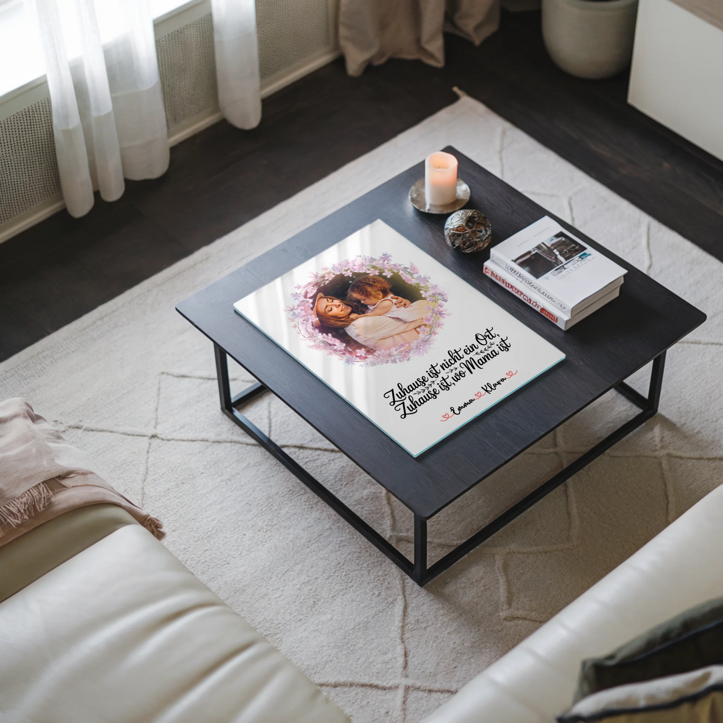 Mama Plakat Acrylglas Bild Personalisiert mit Foto, Namen & Spruch - Zuhause ist wo Mama ist