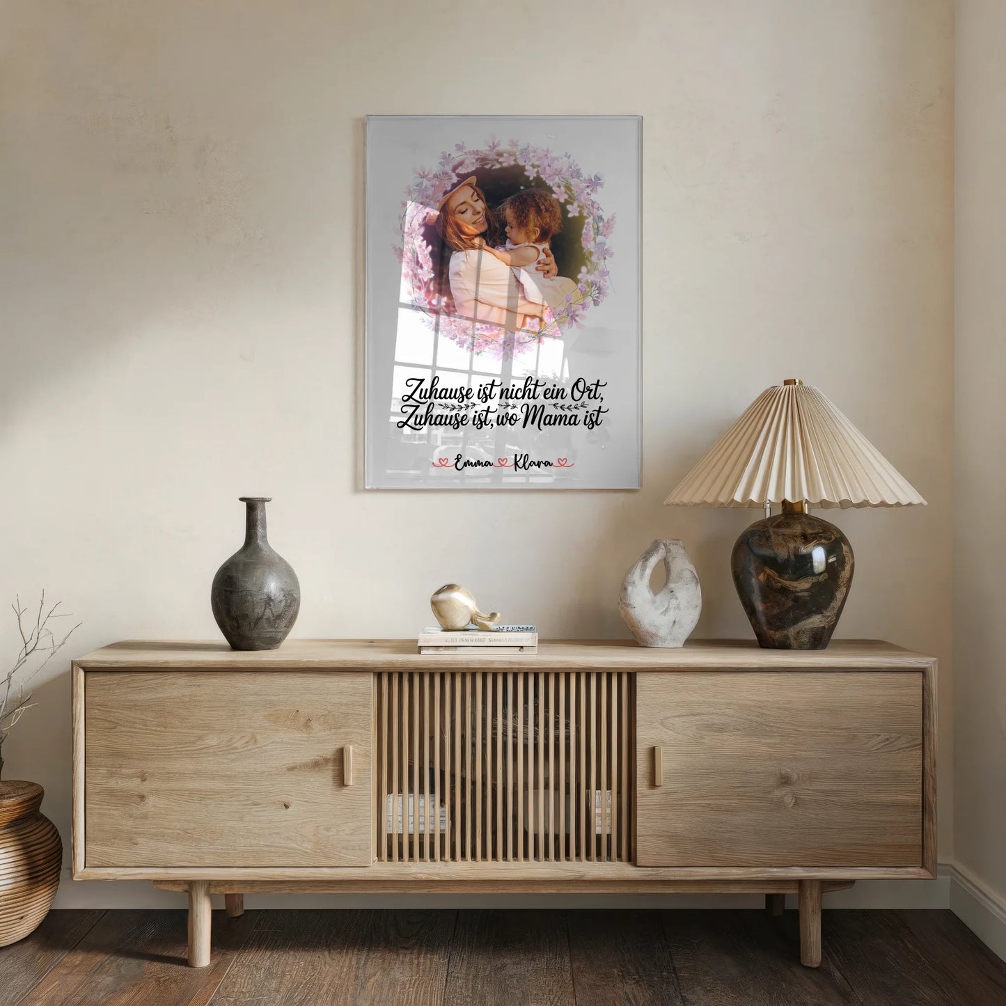 Mama Plakat Acrylglas Bild Personalisiert mit Foto, Namen & Spruch - Zuhause ist wo Mama ist